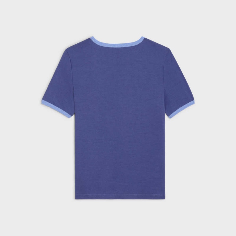 Celine California 70 S In Baumwoll Jersey T-shirt Blau Hellblau | CL-592774