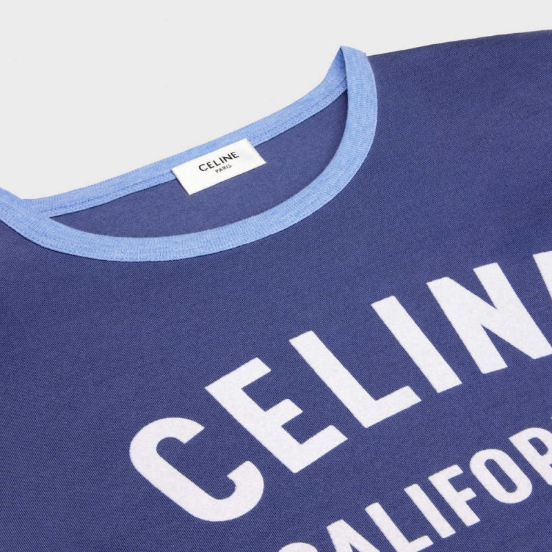 Celine California 70 S In Baumwoll Jersey T-shirt Blau Hellblau | CL-592774