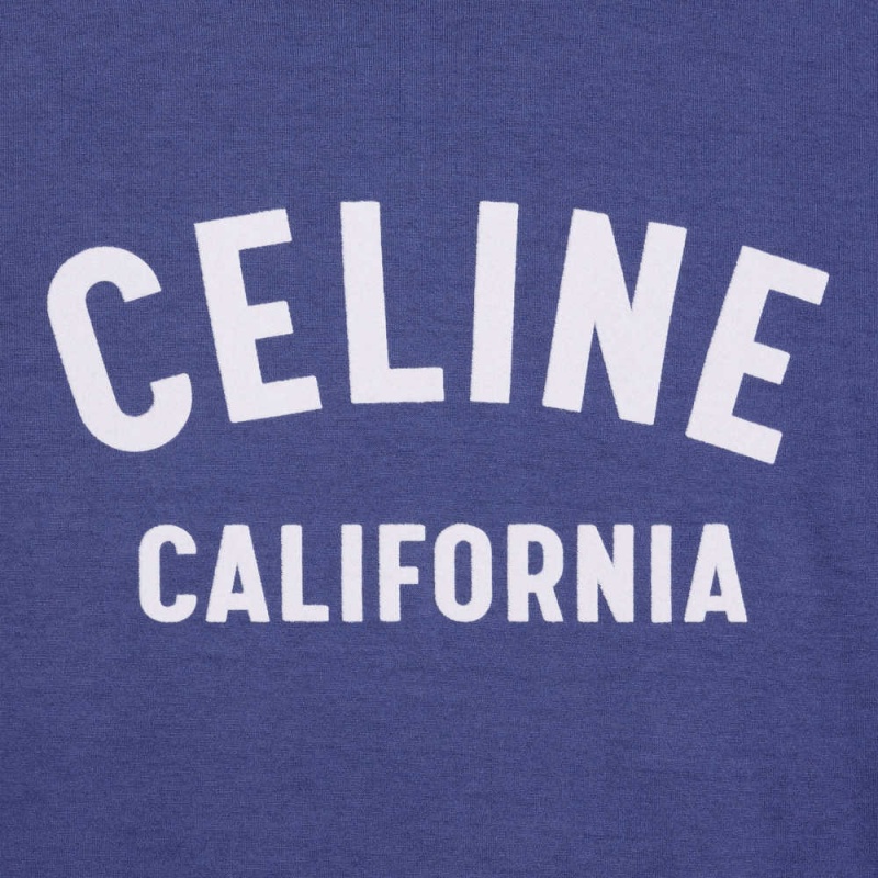 Celine California 70 S In Baumwoll Jersey T-shirt Blau Hellblau | CL-592774