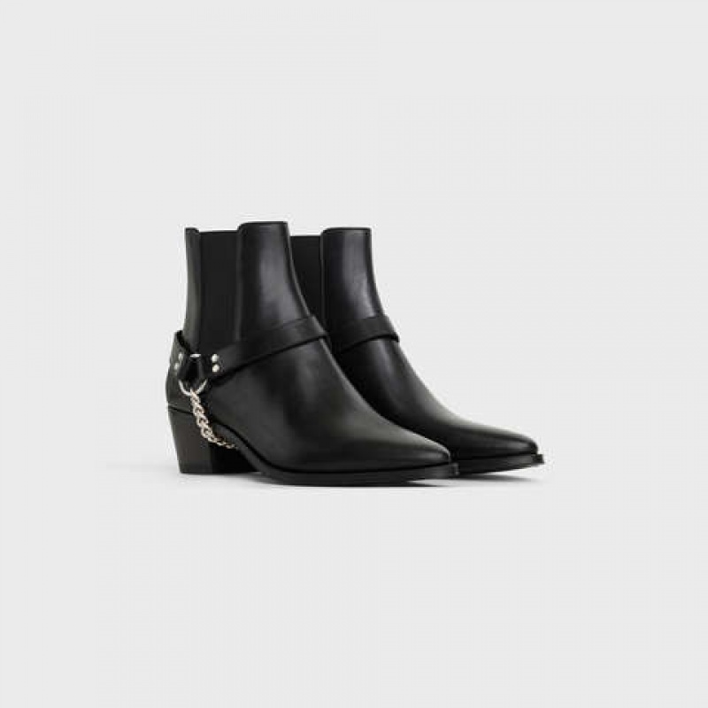 Celine Camargue Biker Chelsea In Calfskin Stiefel Schwarz | CL-591866