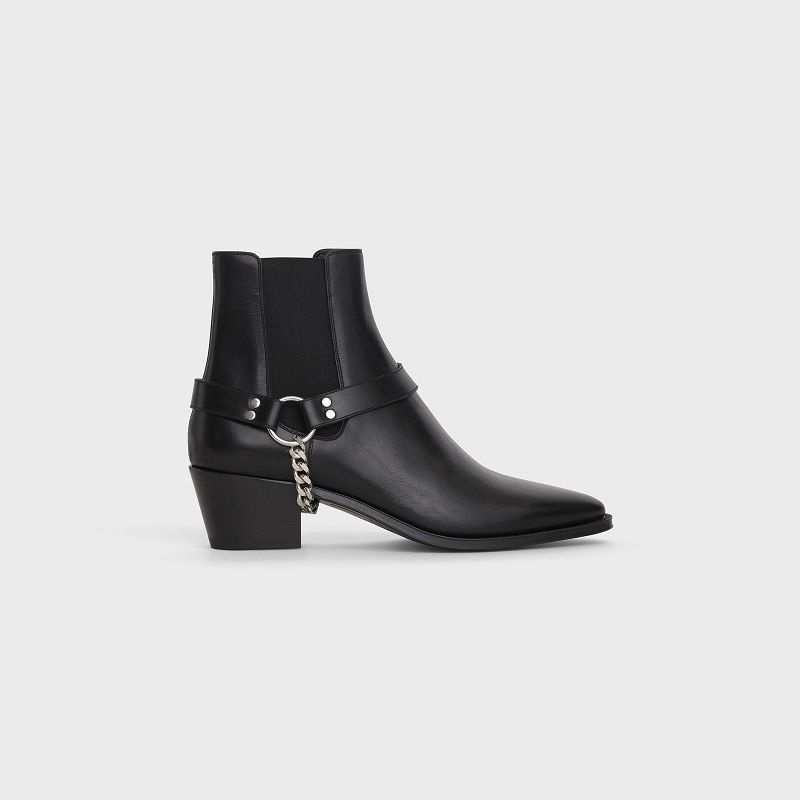 Celine Camargue Biker Chelsea In Calfskin Stiefel Schwarz | CL-591866