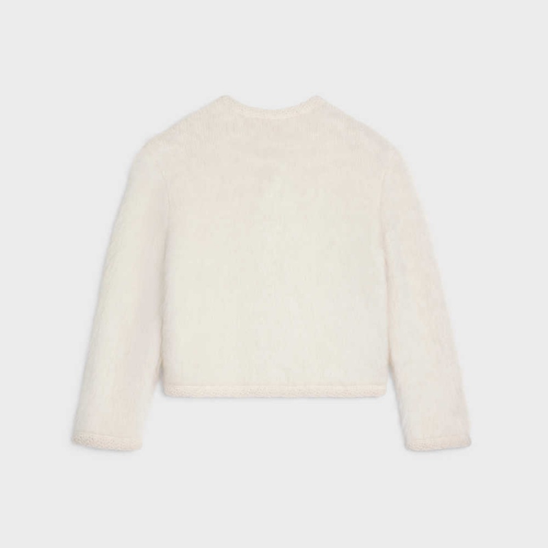 Celine Cardigan In Brushed Mohair Strickwaren Weiß | CL-592699