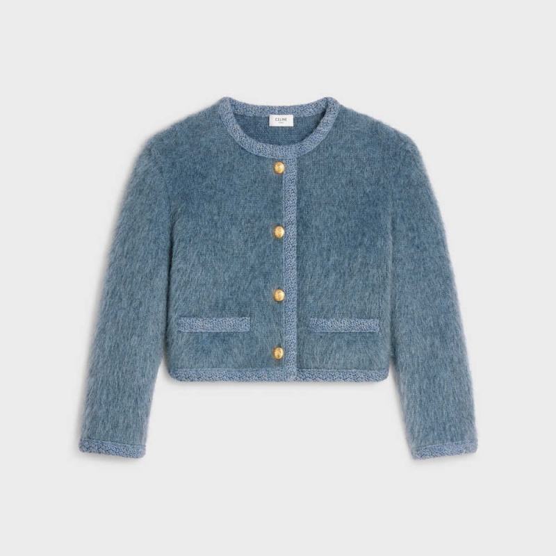 Celine Cardigan In Brushed Mohair Strickwaren Blau | CL-592697