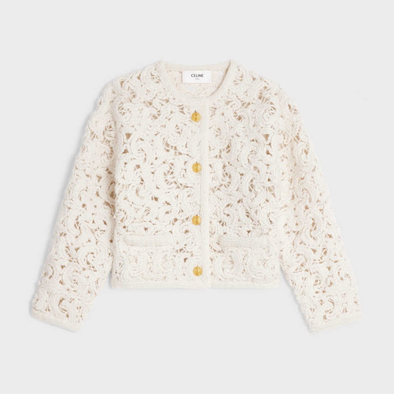 Celine Cardigan In Cornelly Wolle Strickwaren Weiß | CL-592700