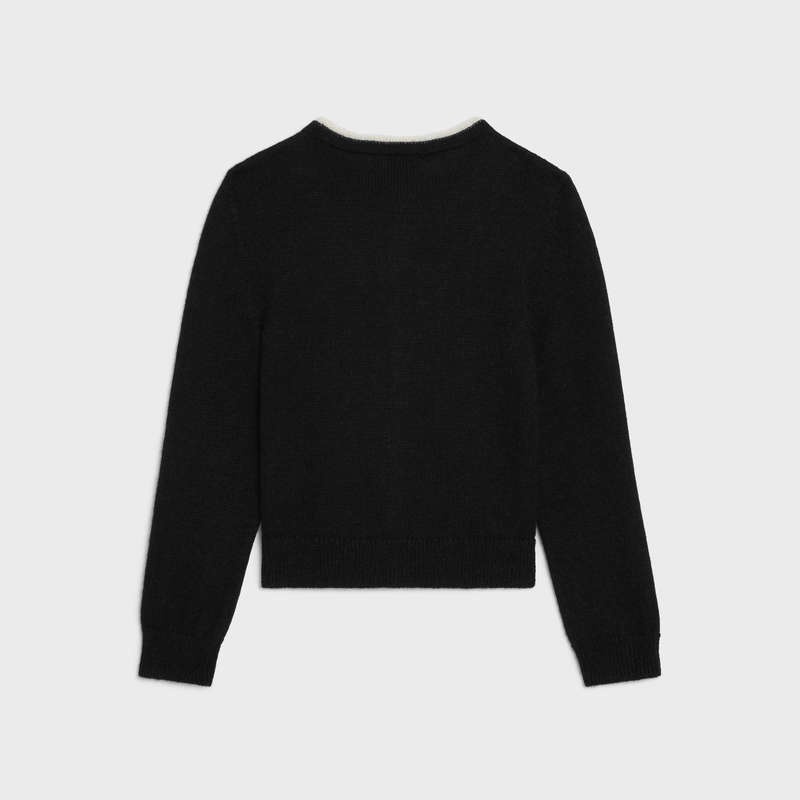 Celine Cardigan With Bow In Alpaca Strickwaren Schwarz | CL-592083