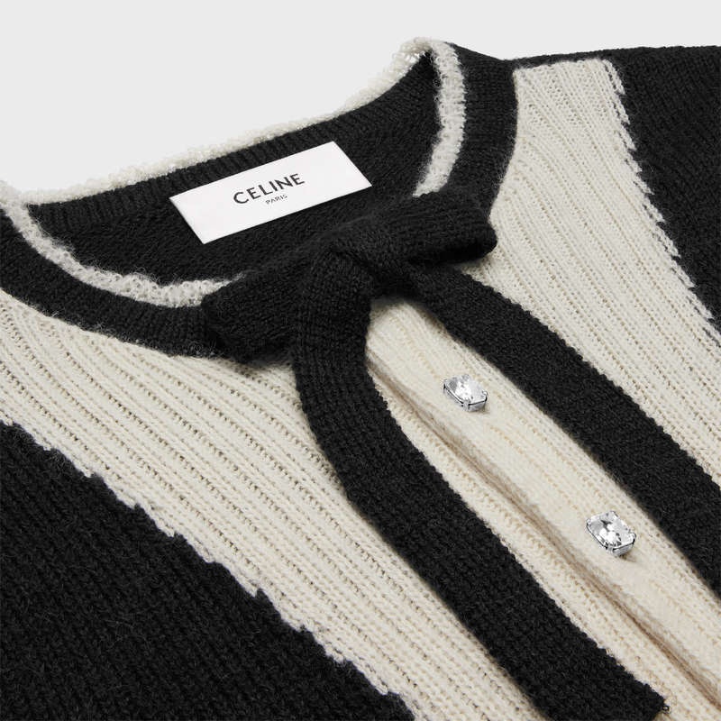 Celine Cardigan With Bow In Alpaca Strickwaren Schwarz | CL-592083