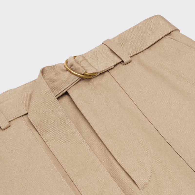 Celine Cargo In Baumwoll Gabardine Kurze Hose Beige | CL-592741