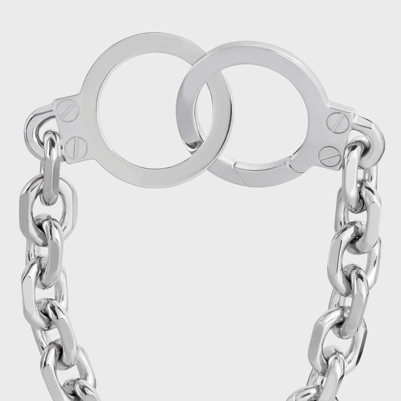 Celine ChaîNe Triomphe Golden Handcuff In Sterling Silver With Rhodium Finish Armbänder Silber | CL-591657