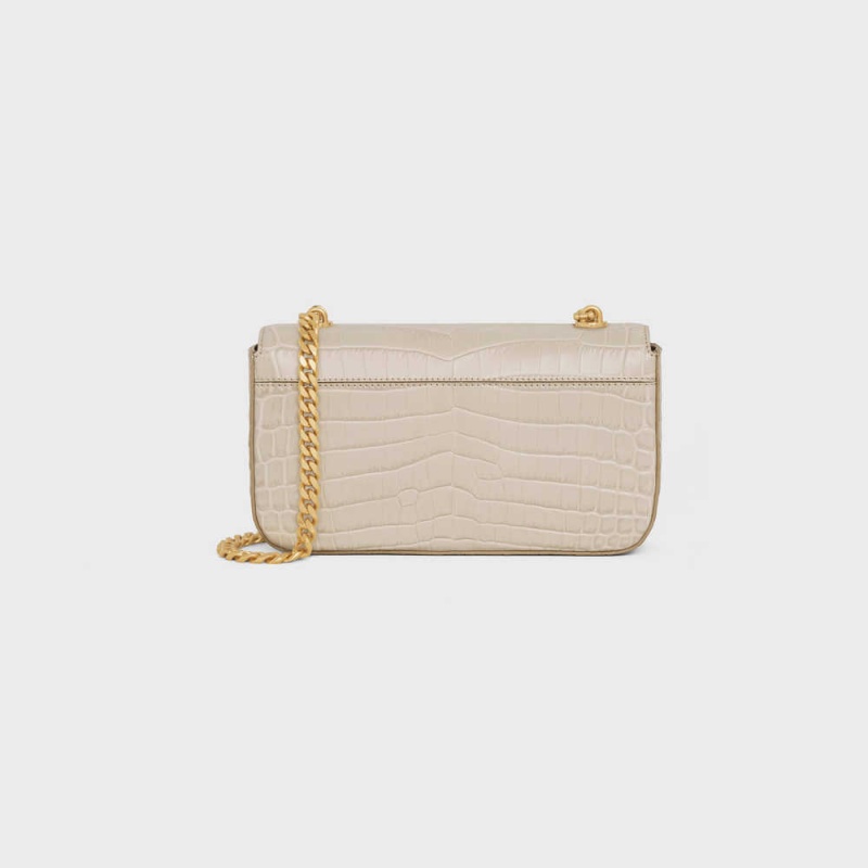 Celine Chain Shoulder Bag In Niloticus Crocodile Triomphe Hellbeige | CL-593237