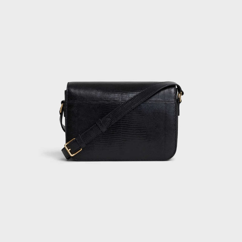 Celine Classique Bag In Lizard Triomphe Schwarz | CL-593189