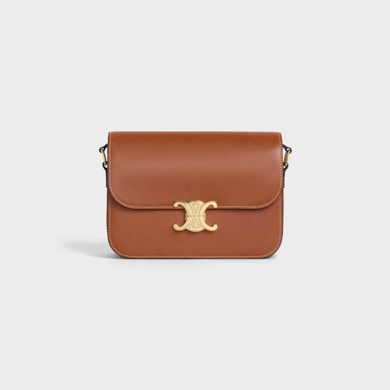 Celine Classique Bag In Natural Calfskin Triomphe Braun | CL-593184