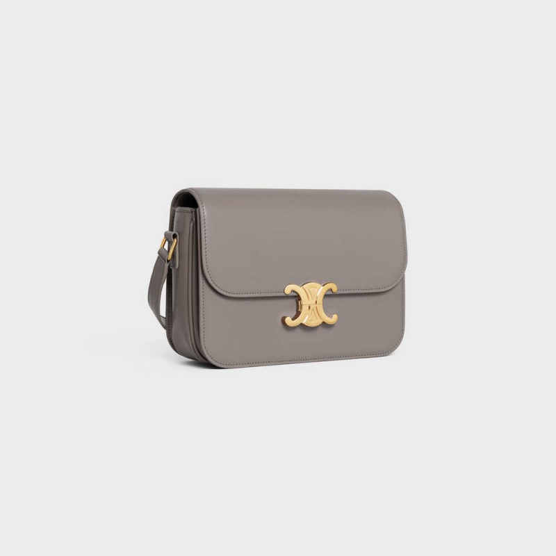 Celine Classique Bag In Shiny Calfskin Triomphe Grau | CL-593186