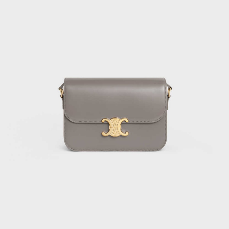 Celine Classique Bag In Shiny Calfskin Triomphe Grau | CL-593186