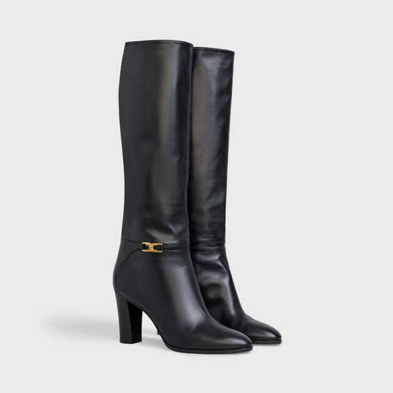 Celine Claude In Calfskin Stiefel Schwarz | CL-592494