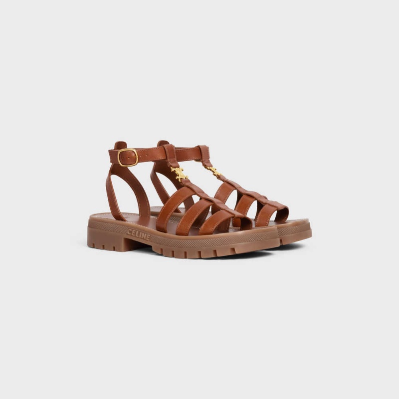 Celine Clea Triomphe Gladiator Chunky In Calfskin - Vegetal Tanning Sandalen Braun | CL-592574