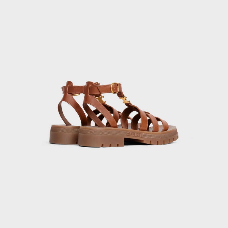 Celine Clea Triomphe Gladiator Chunky In Calfskin - Vegetal Tanning Sandalen Braun | CL-592574