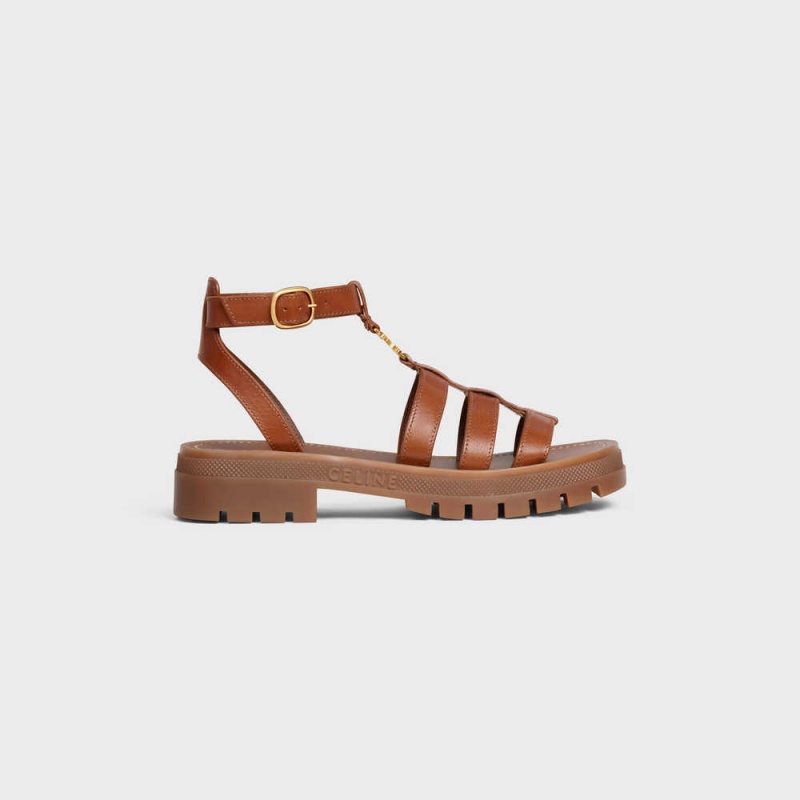 Celine Clea Triomphe Gladiator Chunky In Calfskin - Vegetal Tanning Sandalen Braun | CL-592574