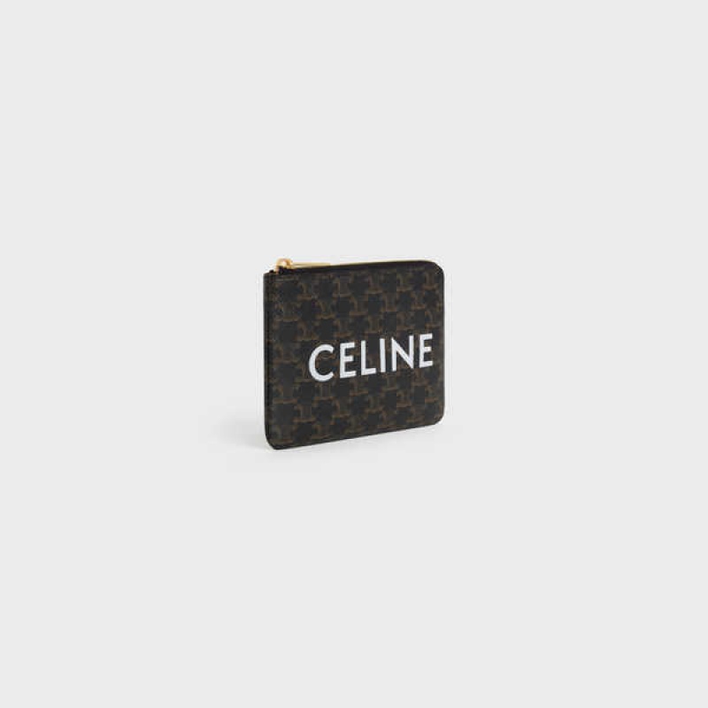 Celine Coand Card Pouch Triomphe Canvas Kartenhülle Schwarz | CL-592957