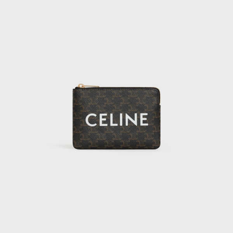 Celine Coand Card Pouch Triomphe Canvas Kartenhülle Schwarz | CL-592957