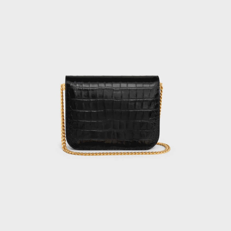 Celine College Bag In Niloticus Crocodile Triomphe Schwarz | CL-593170