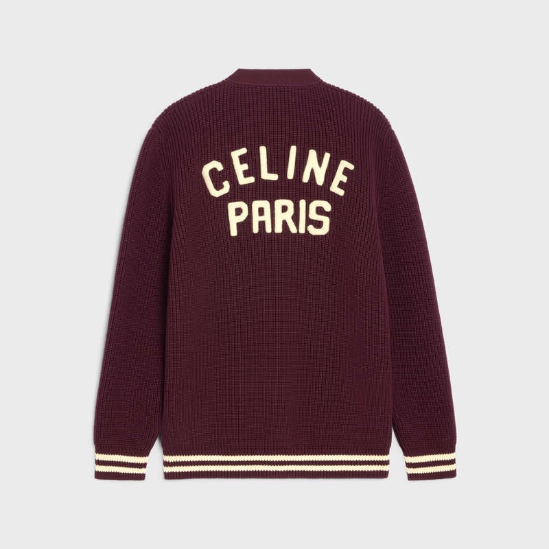 Celine College Cardigan In Baumwoll Strickwaren Bordeaux | CL-592085