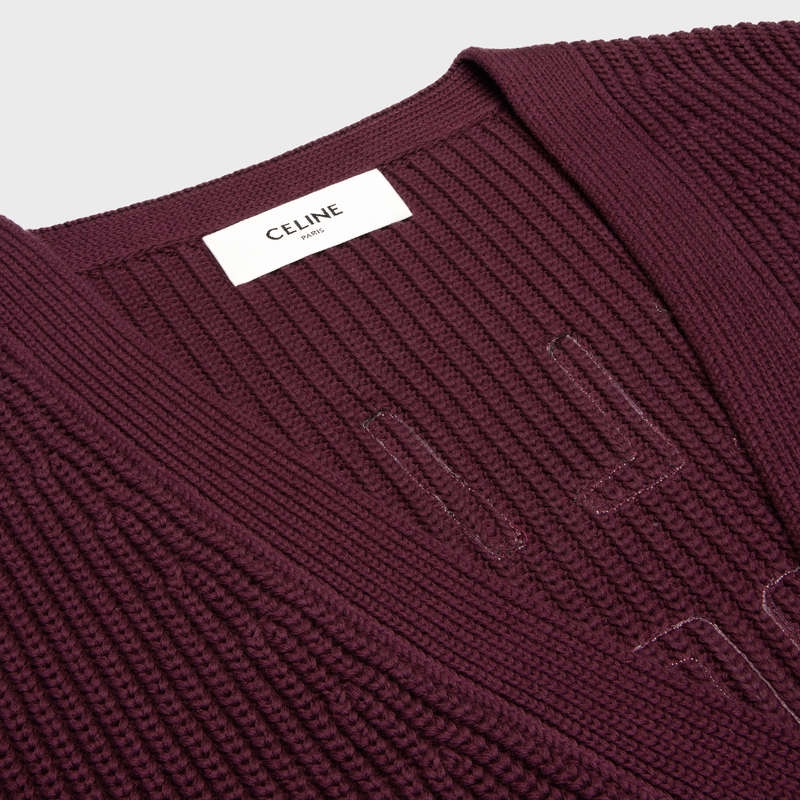 Celine College Cardigan In Baumwoll Strickwaren Bordeaux | CL-592085