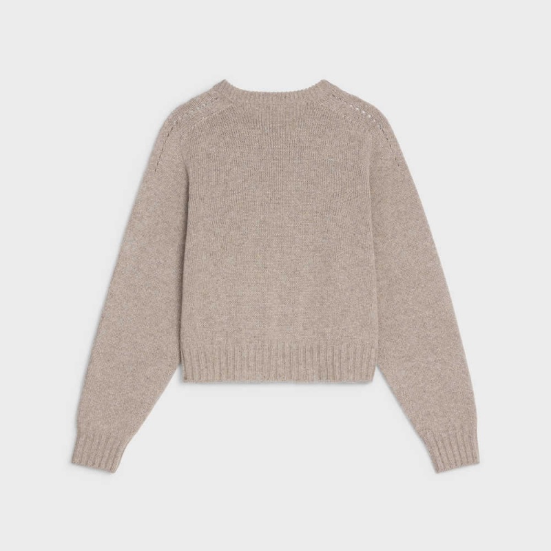 Celine Crew Neck In Seamless Cashmere Strickwaren Braun | CL-592708