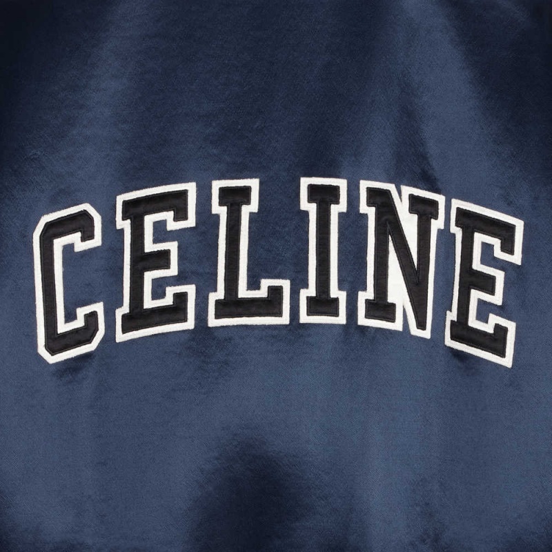 Celine Cropped Bomber In Thick Satin Jacken Navy | CL-592681