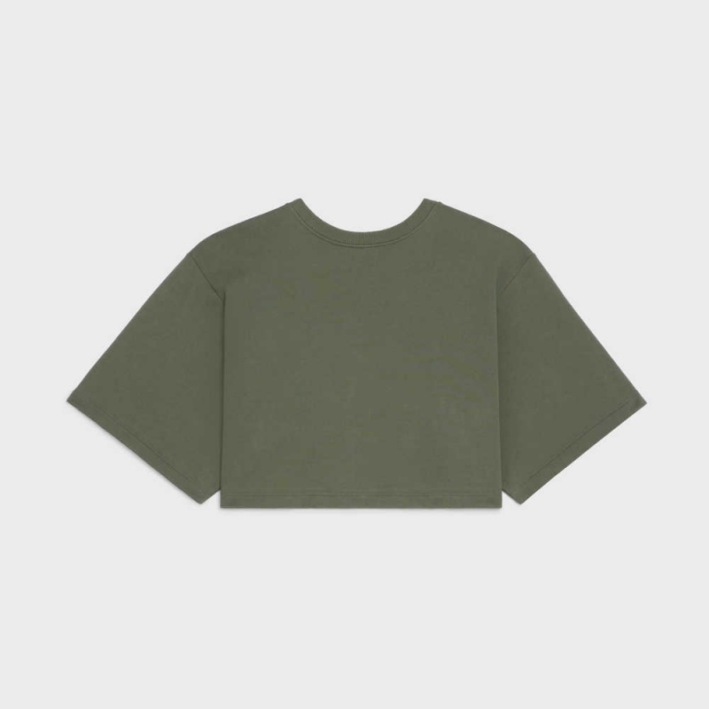 Celine Cropped In Baumwoll Fleece T-shirt Weiß | CL-592790