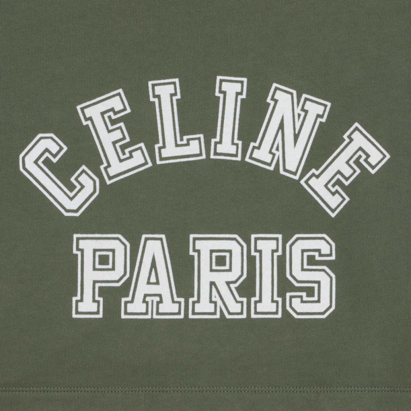 Celine Cropped In Baumwoll Fleece T-shirt Weiß | CL-592790