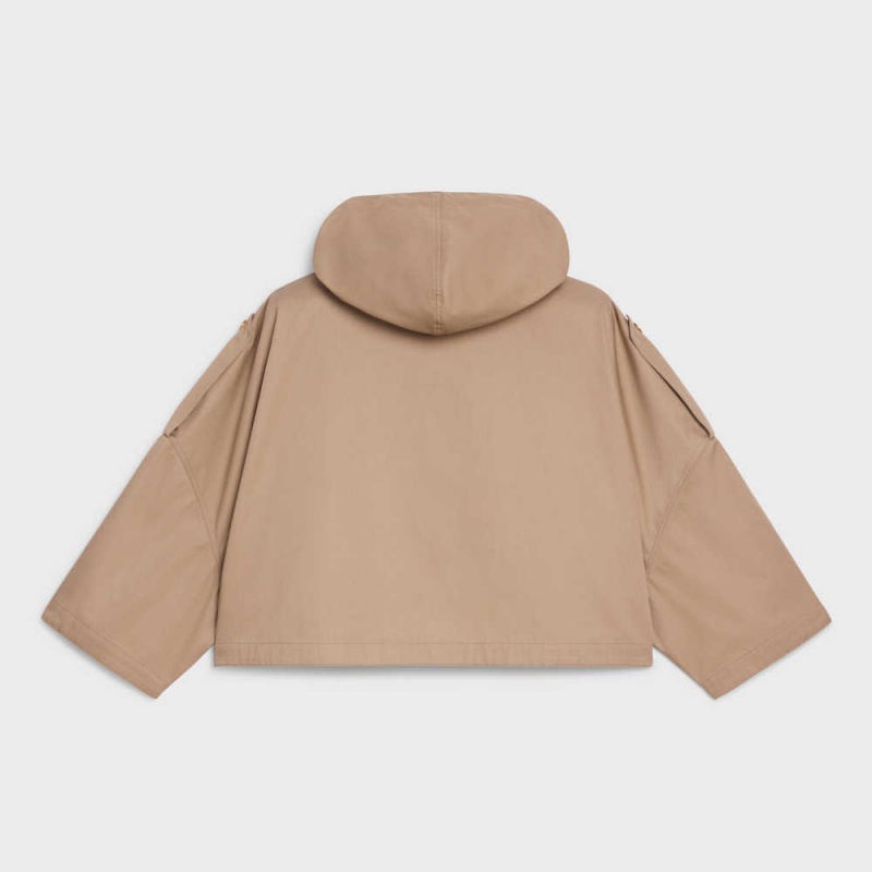 Celine Cropped Parka In Technical Baumwoll Mäntel Beige | CL-592621