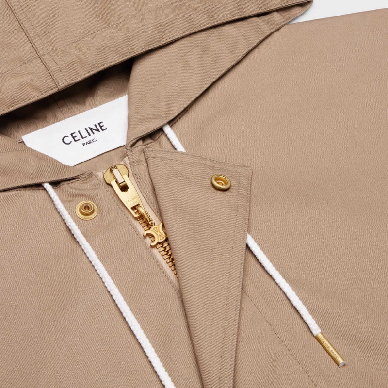 Celine Cropped Parka In Technical Baumwoll Mäntel Beige | CL-592621