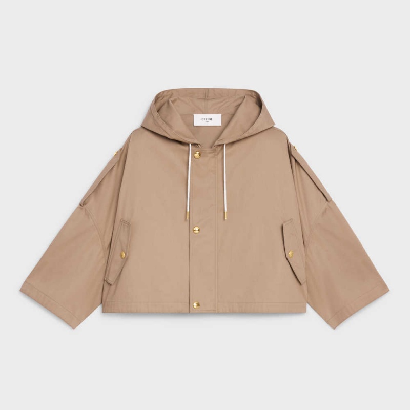 Celine Cropped Parka In Technical Baumwoll Mäntel Beige | CL-592621