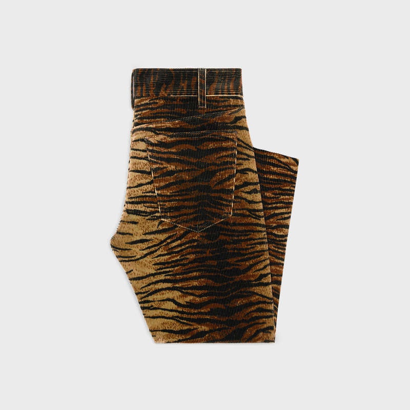 Celine Dylan Flared Jeans In Tiger-print Corduroy Hose Waschen | CL-592045