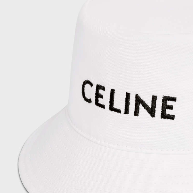 Celine Embroidered Bucket In Baumwoll Gabardine Hut Weiß | CL-591712