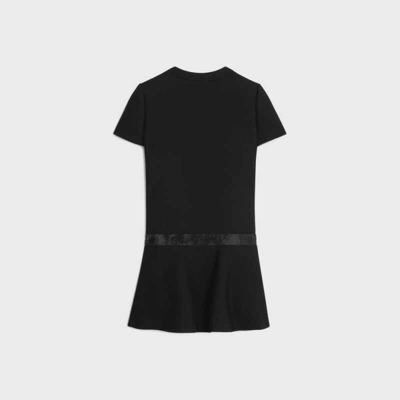 Celine Embroidered Chelsea Mini In Diagonal Wolle Kleid Schwarz | CL-592847