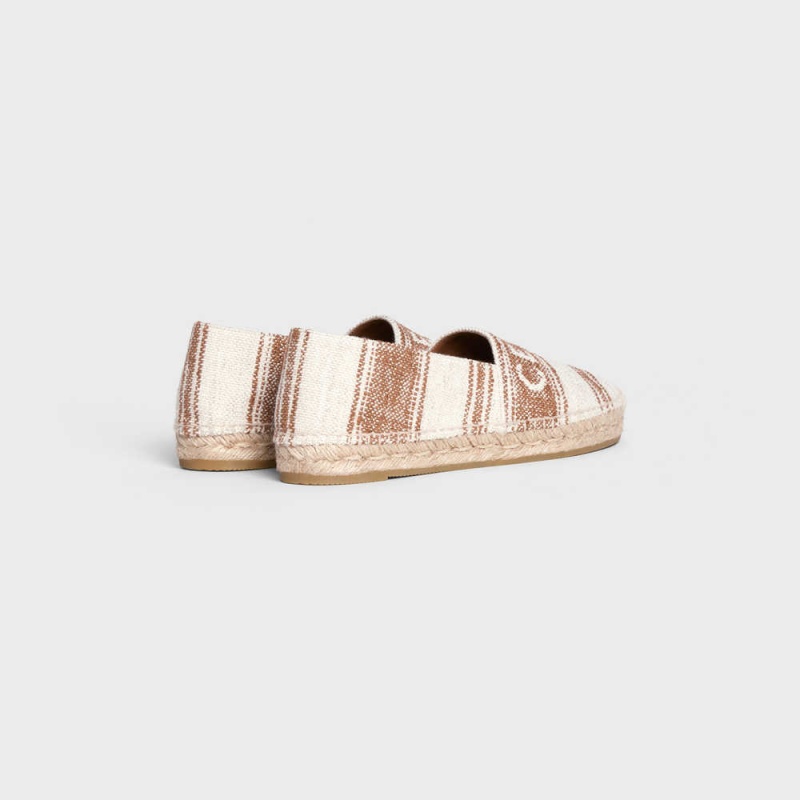 Celine Flache Espadrilles With Celine Signature In Canvas Halbschuhe Beige Braun | CL-592539