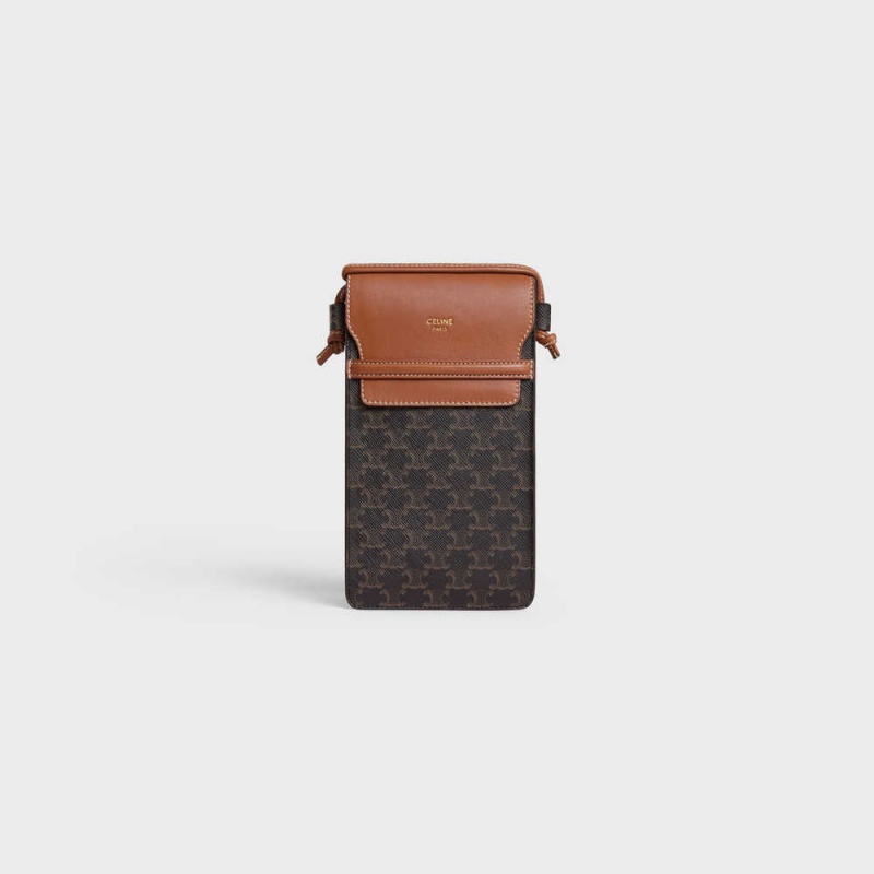 Celine Flap In Triomphe Canvas And Beuteltasche Braun | CL-592890