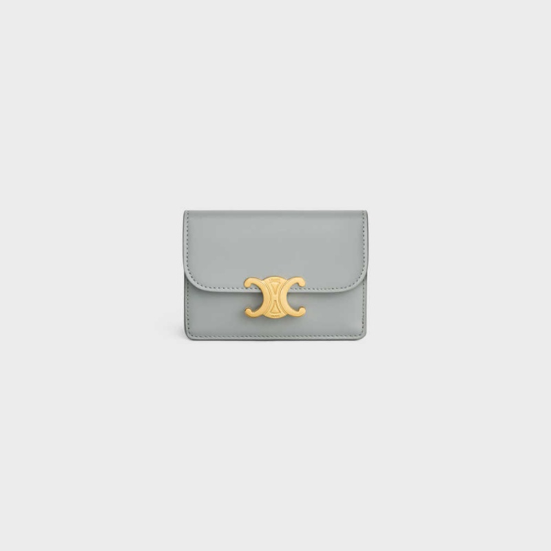 Celine Flap Triomphe Shiny Calfskin Kartenhülle Blau | CL-592947