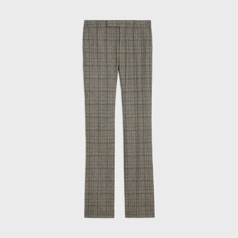 Celine Flared In Prince Of Wales Flannel Hosen Stripes | CL-592015