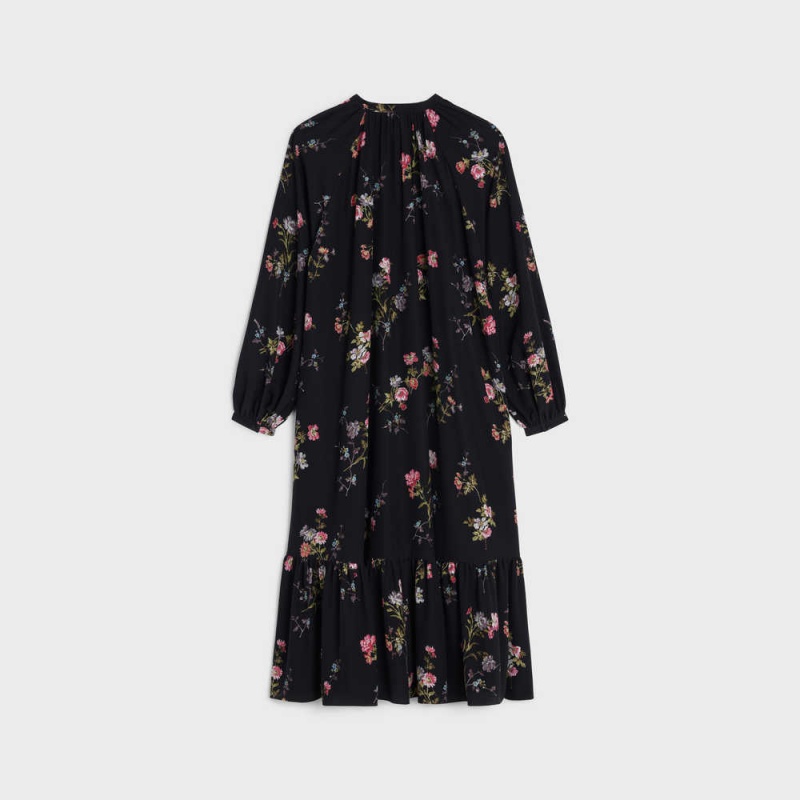 Celine Folk In CrêPe De Chine Kleid Blumen | CL-592857