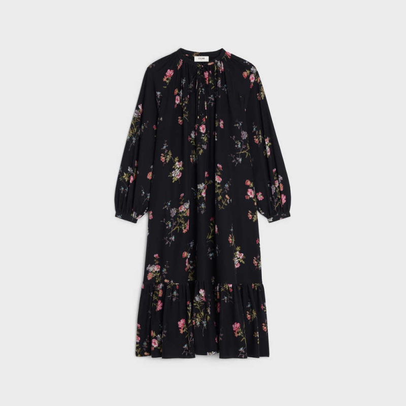 Celine Folk In CrêPe De Chine Kleid Blumen | CL-592857