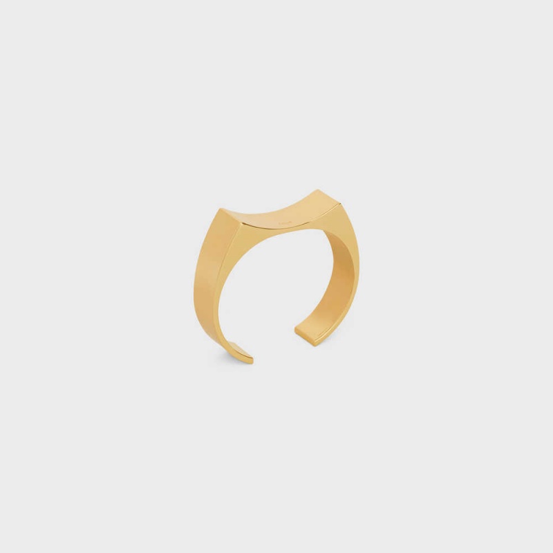 Celine Formes Abstraites Concave Cuff In Brass With Gold Finish Armbänder Gold | CL-592213