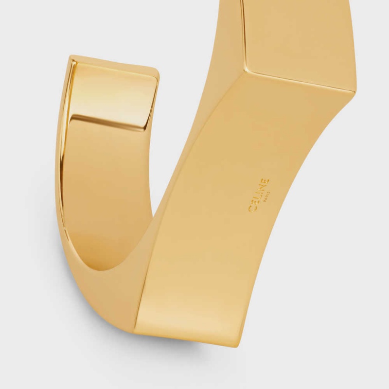 Celine Formes Abstraites Concave Cuff In Brass With Gold Finish Armbänder Gold | CL-592213