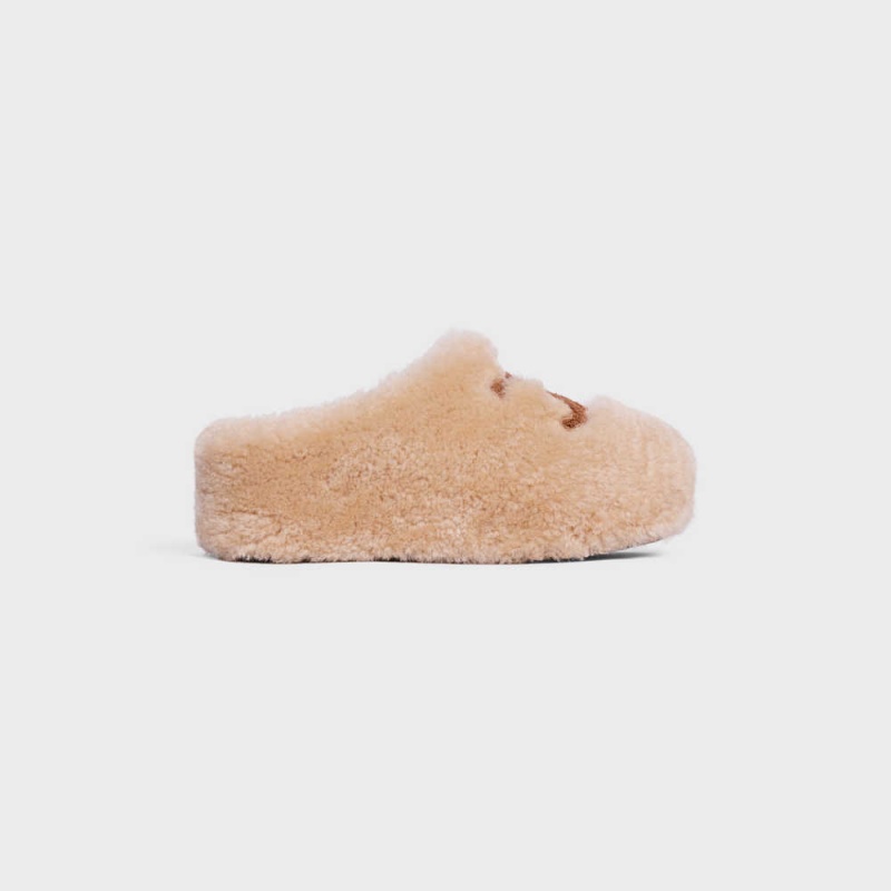 Celine Fur Mule In Shearling Halbschuhe Weiß | CL-592537