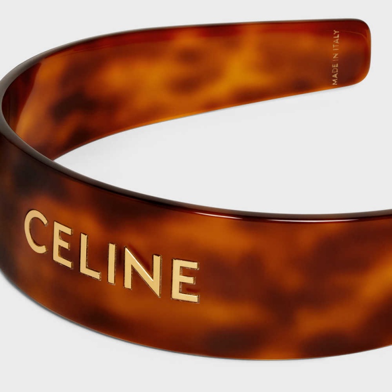 Celine Headband In Blond Havana Acetate And Brass With Gold Finish Haarschmuck Gold | CL-592337