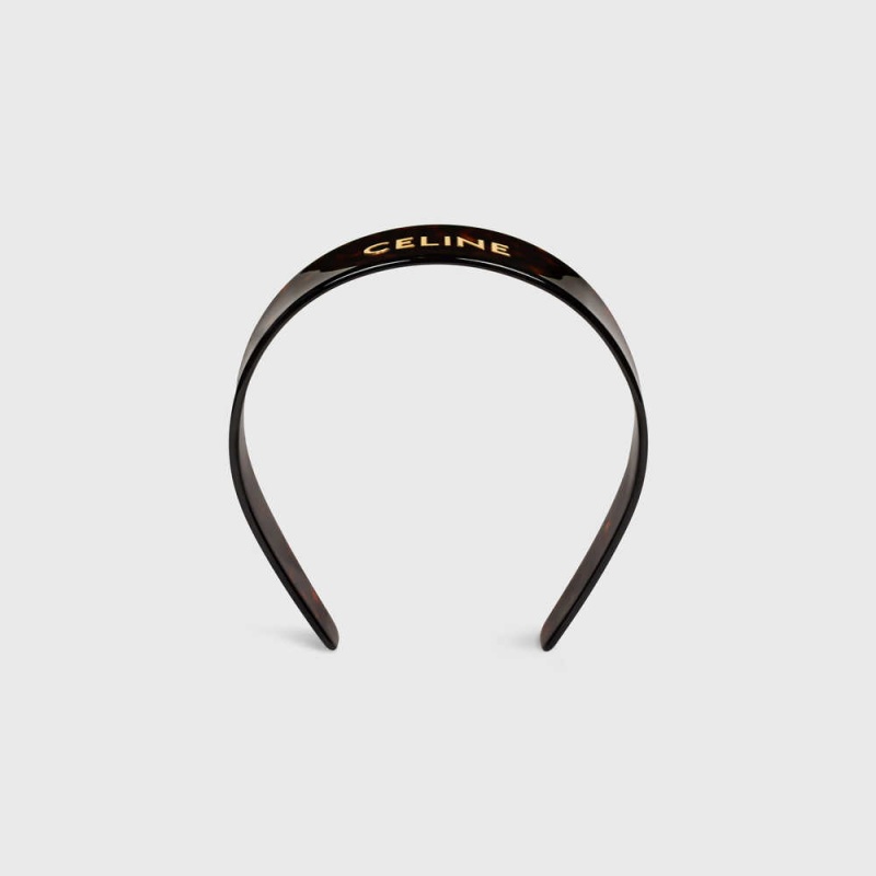 Celine Headband In Dark Havana Acetate And Brass With Gold Finish Haarschmuck Gold | CL-592336