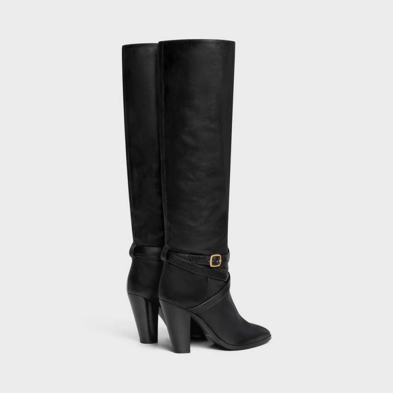 Celine High Slouchy Schnallen Wiltern In Calfskin Stiefel Schwarz | CL-592517