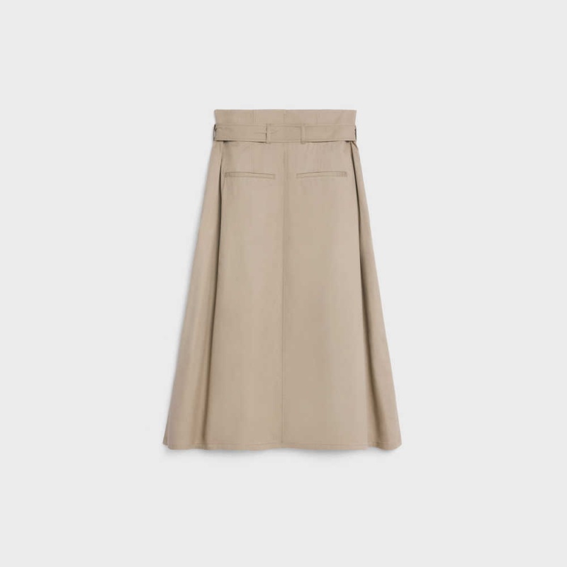 Celine High-waisted In Laufschuhe Gabardine Röcke Beige | CL-592879