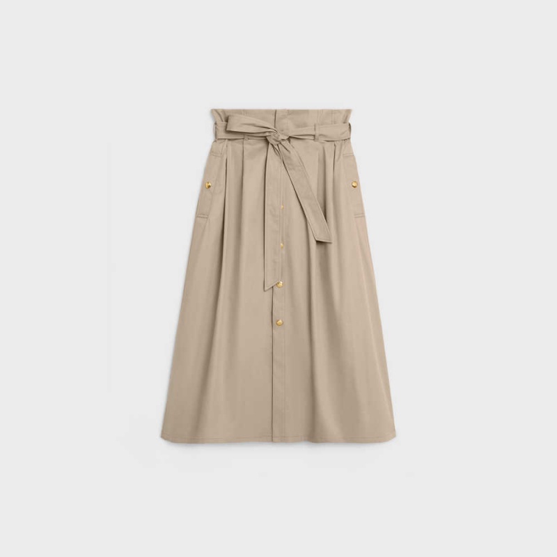 Celine High-waisted In Laufschuhe Gabardine Röcke Beige | CL-592879